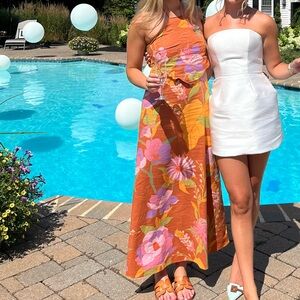 Floral Orange and Pink Maxi Dress